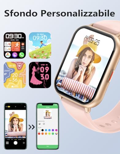 Ruimen Smartwatch Donna Chiamate Bluetooth Musica Orologio Sportive Contapassi Da Polso Cardiofrequenzimetro Saturazione Ossigeno Fitness Tracker Ciclo Mestruale Controllo Sonno Per Android Ios Rosa - 4