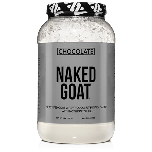 NAKED Goat Chocolate Protein Powder- Pasture Fed Goat Whey Protein Powder from Small-Herd Dairies, 2LB Bulk, GMO Free, Soy Free. Easy to Digest - All Natural - 23 Grams of Protein - 30 Servings