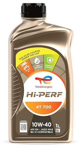 TotalEnergies - Hi-Perf 4T 700 10W-40 | API SN, JASO MA2| 4-Stroke Semi Synthetic Engine Oil for Bikes- 1L