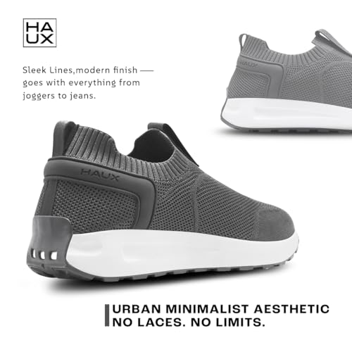 Image of HAUX Men's Slip-On Running Shoes | Lightweight Sports Sneakers with Memory Foam Cushioning | Walking, Gym, Jogging, Training | Ultra Comfort & Style