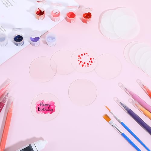30 Stück 5cm Acrylkreis Rohlinge klare Acrylplatten Runde Acryl-Rohlinge Acrylscheibe Kreis Klare Acrylscheiben Transparente Acryluntersetzer für DIY Bastelprojekte