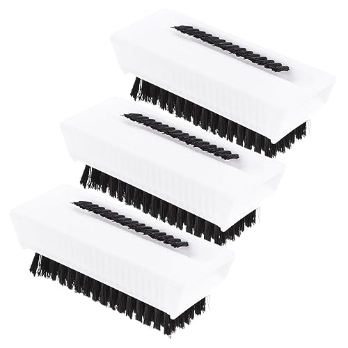 Vaguelly 3 Piezas cepillo de lavado uña hilas dedo tableros herramienta Gel pincel cocina cepillo cocina cepillo para fregar de servicio pesado cepillo para fregar a mano abdominales Black