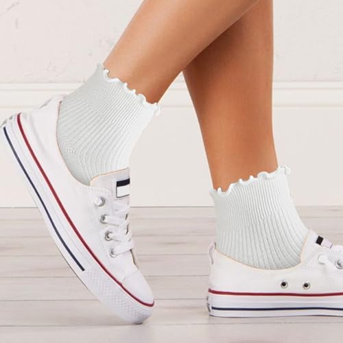 Image of 3 Pcs Ankle Soft Frilly Socks for Girls,White Ruffle Sock for Girls Ruffle Socks for Women Suitable for Casual, Comfort Breathable