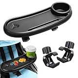 Universelles Kinderwagentablett, Kinderwagen Abendessentablett, Kinderwagen-Snack-Tablett Mit Getränkehalter, 360 Grad drehbarer 3-in-1 Abnehmbarer Getränkehalter, für Meisten Kinderwagen Armlehnen