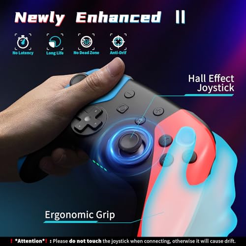 Image of AceGamer 2 Pack Wireless Controller for Nintendo Switch /Lite /OLED /Switch 2, Hall Effect Joystick for Switch 2 Pro Controller with Wake-Up /Turbo /Dual Vibration /Programmable (Red+Blue)