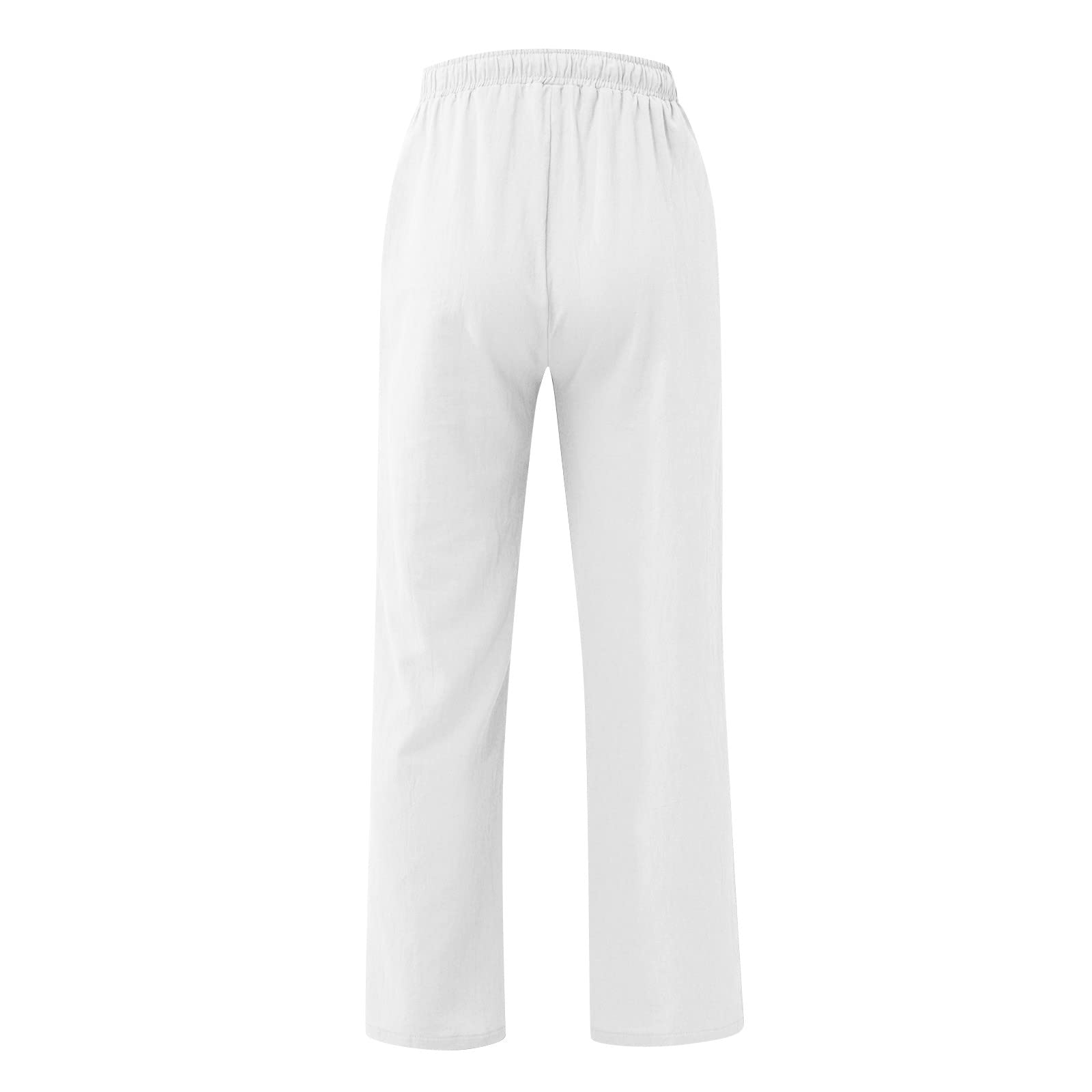Pantaloni larghi estivi da spiaggia da uomo con coulisse, pantaloni in lino casual con elastico in vita, pantaloni da yoga leggeri, gambe dritte con tasche
