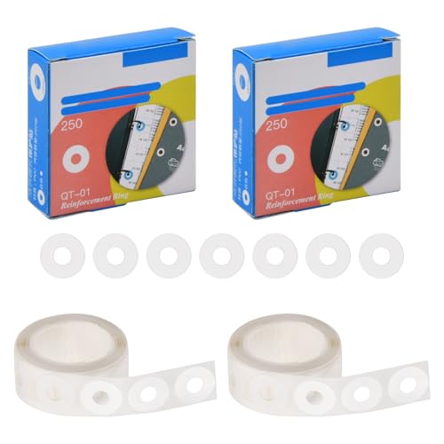Dokeno 500 Piezas Pegatinas de Refuerzo de Agujeros, Anillos de Refuerzo para Papel de Hojas Sueltas, Autoadhesivas Etiquetas de Refuerzo para Oficina Escuela Hogar (Blanco)