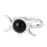 Genérico Anillos Ajustables Mujer, Anillo De Piedras Preciosas De Cristal Para Mujeres Y Niñas, Anillo De Luna Y Estrella, Ajustable, Hipoalergénico, Joyería Bohemia De Chakras Para Mujeres Y Ho