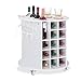 Relaxdays Mobile Portabottiglie Vino con Ruote Piroettanti, 6 Portabicchieri, Scaffale per 17 Bottiglie, Rotondo, HxD: 56x54 cm, Bianco