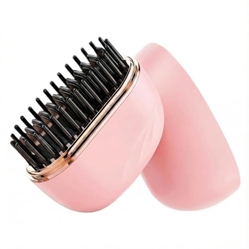 Go Brush Pro 2026 Mini Hair Straightener 2-in1 Mini Straightener Brush 3 Adjustable Temperature Portable USB Charging Suitable for All Hair Types (Light Pink)
