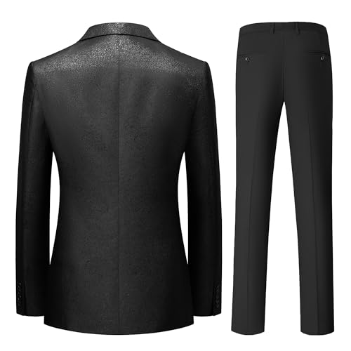 Men's Slim Fit Suit Shawl Lapel Glitter Tuxedo with Black Pants One Button Jacket for Wedding Prom Party2
