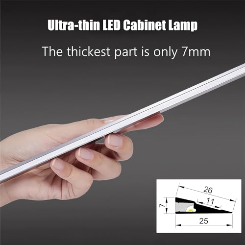 Image of JARBIH 5Pack 1M /3.3ft Ultra-Thin Led Aluminum Profile, 45 Oblique Lighting Cabinet LED Lamp, Invisible H7mm Surface Mounted Wardrobe Layer Shelf Panel Hard Bar Strip Light Channel System(Gray)