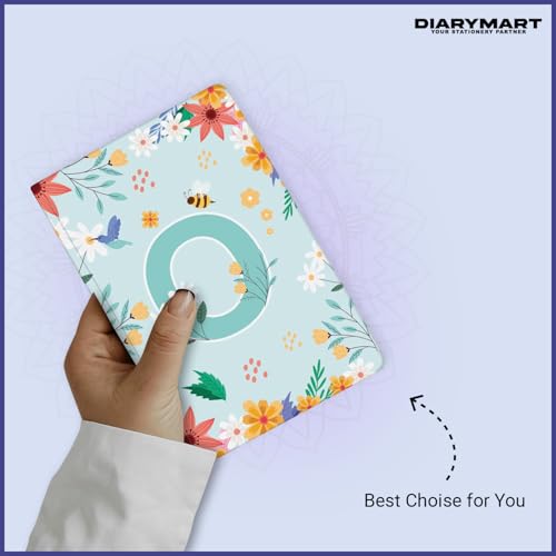 Image of Initial O Premium Soft Bound Notebook Diary for Girls and Women (B6, 90 GSM, 160 Ruled Pages) Floral Design Notebook Journal Diary