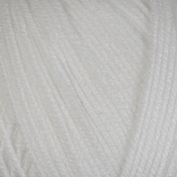 WoolCraft Acrylic Aran 400g Knitting & Crochet Yarn, Great Value 100% Acrylic Yarn, Choose from 25 Shades, 800 Metres, 400g Balls, Single Ball, White