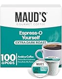 Maud's Espresso Coffee Pods, 100 ct, Dark Roast Coffee in Recyclable Single Serve Pods – 100% Arabica Coffee, Compatible with Keurig K Cups Maker