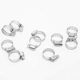 ステンレス鋼 調整可能 ホースクランプ 配管用燃料ラインクランプ、 自動車および機械用途 ホースバンド 10個入り (13-19mm)