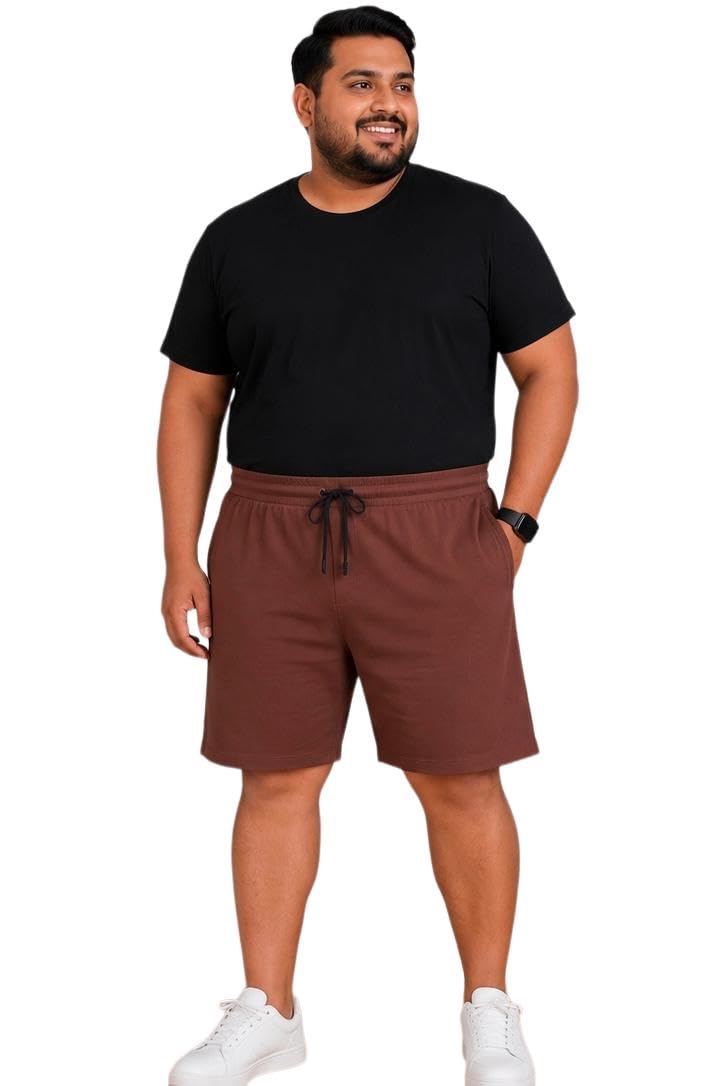 SUCKER Men’s Plus Size Big Size Zip Pocket Shorts | Secure Zipper Pocket for Mobile, Wallet, Keys & Cash | Premium Ribbed Cotton Fabric Knee Length in Super Big Size 2XL to 9XL |-picture-34