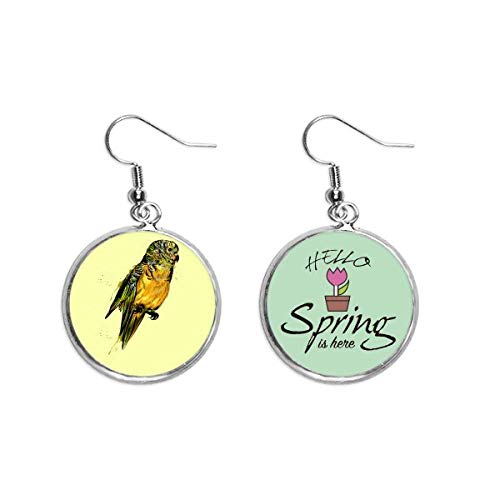 Pendientes de pájaro budgie amarillo para lucir joyas de primavera en tus paseos diarios