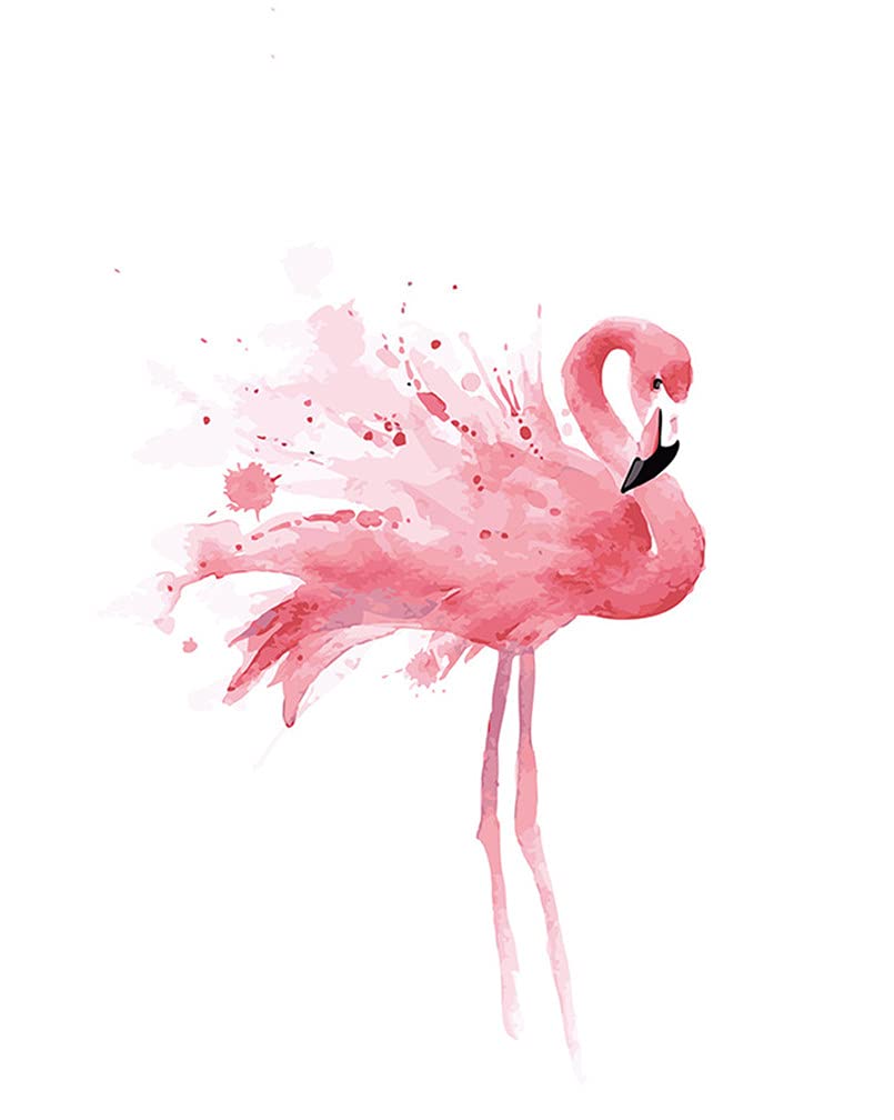 Amiiba Flamingo Diy Paint By Numbers Kits, Solo Pink 16X20 Inch Acrylic Painting By Number Wall Art Crafts (, Without Frame)
