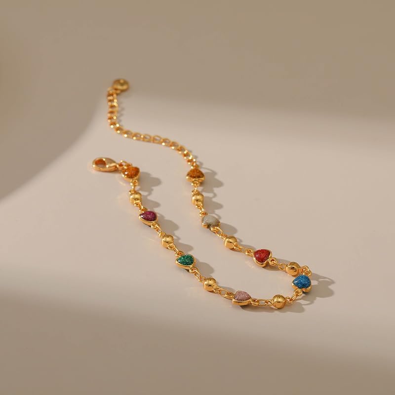 Colorful Boho Charm Bracelets for Women, Adjustable 18K Gold-Plated Gold Charm Bracelet, Trendy Jewelry for Daily Wear, Vacation & Gifts - Image 5