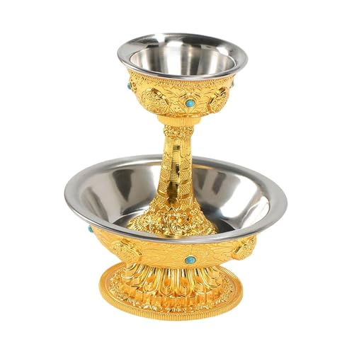 Copa de sacrificio budista y botella de ofrenda ritual para altar de Buda 4