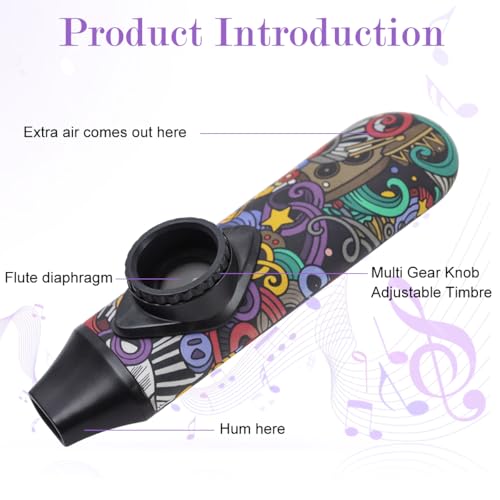 Image of HASTHIP Kazoo Musical Instruments for Kids and Adults Graffiti Style Kazoo Musical Instrument, Fashion Tunable Kazoos Instrument with 5Pcs Membrane, Lanyard, Playing Instructions, Storage Case