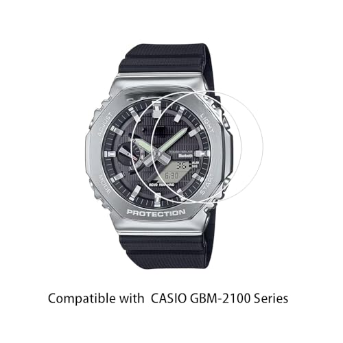 walieoka screen protector compatible with casio gbm-2100 series9h hardness tempered glass protective filmscratch resistant crystal clear  2 pack