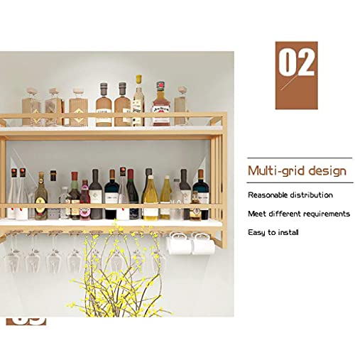 Sywlwxkq Casier à vin Porte-Verre à vin Suspendu Mural Rangement à 2 Couches Étagères pour armoires à vin industrielles Porte-Bouteilles en Fer avec cloisons pour Bars, Caves à vin, Maison, - Image 6