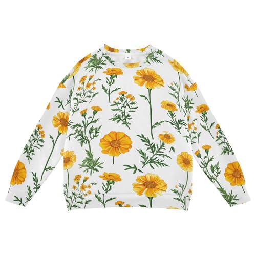 Safari Marigold White Big Girls Hoodie Sweatshirt Long Sleeve Kids Pullover Hoodie