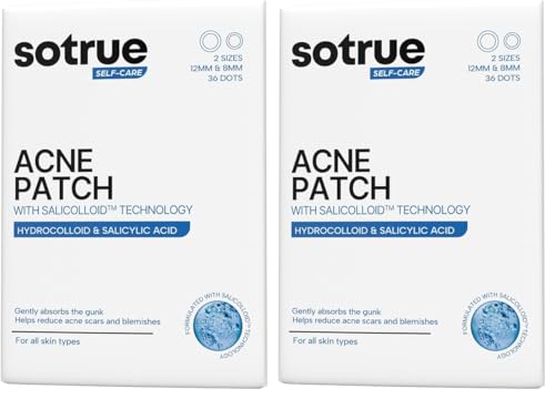 Image of Sotrue Acne Pimple Patches For Face | For Active Surface Acne | Hydrocolloid Waterproof Patches | Absorbs Pimple Overnight, Reduces Excess Oil | Suits All Skin Types (36 Patches) (Pack of 2)