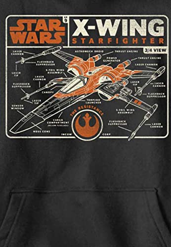 STAR WARS Boy's The Rise of Skywalker X-Wing Schematic Frame Pull Over Hoodie2