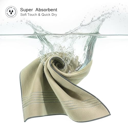 Image of Cortina Premium Solid Towels for Bath 70 x 140 cm 500 GSM Microfiber Bath Towels, Ultra Soft, Highly Absorbent & Quick Dry for Gym, Beach & Bathroom Towels for Men, Women & Kids Color : Beige