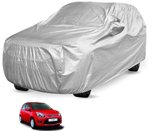 Image of Auto Hub Waterproof Car Cover Compatible with Ford Figo with Mirror Pocket, Soft Cotton Lining, Waterproof Figo Car Cover- Metallic Silver