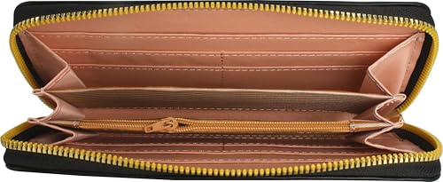 Women's long wallet with crystal bow, women's ultra-thin wallet with wristband, large capacity phone case, black, 7.67 x 3.93 inches4