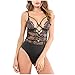 Minigonna A Portafoglio Deep Fashion Lingerie Pezzo Babydoll Ladies One V Lace Sexy Bodysuit Lace Completi Palestra (Black, XL)