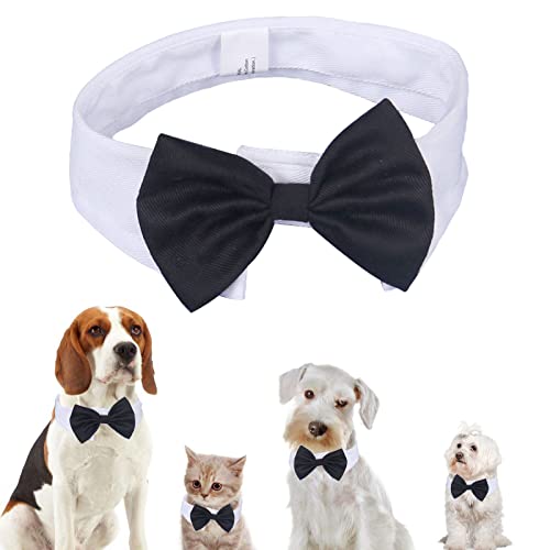 kgkorgke169 Cravate d’Animal de Compagnie Réglable Nœud Papillon pour Chien Collier Formel avec Animal Cover