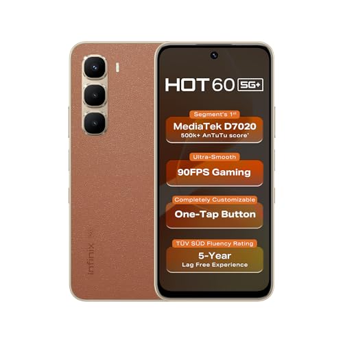Image of Infinix HOT 60 5G+ (Caramel Glow, 6GB RAM, 128GB Storage) | 90FPS Gaming | 500K+AnTuTu Score | One-Tap AI Button | Infinix AI