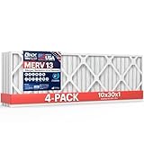 BNX TruFilter 10x30x1 Air Filter MERV 13 (4-Pack) - MADE IN USA - Electrostatic Pleated Air Conditioner HVAC AC Furnace Filters for Allergies, Pollen, Mold, Bacteria, Smoke, Allergen, MPR 1900 FPR 10