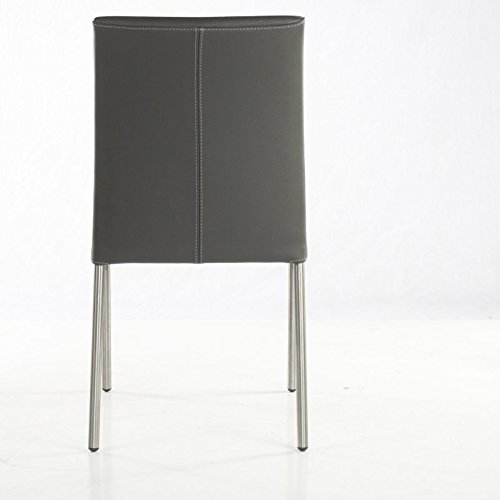 SIX Lederstuhl Esszimmerstuhl Ricco Rindsleder Grau Edelstahl
