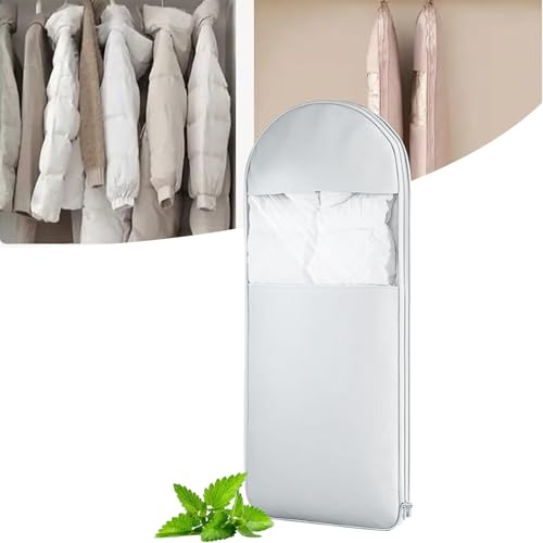 Large Space Saving Hanging Garment Bag with Self Compression Zipper, 2025 Closet Organizers Heavy Duty Garment Bag Winter Coat Storage, Dust Cover Clothes Bags for Down Coat (Gray, XL)