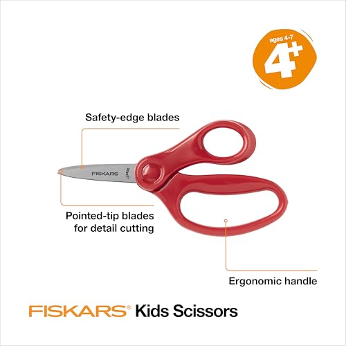 Fiskars 5" Pointed-Tip Kids Scissors, Ages 4-7, Red - image 2