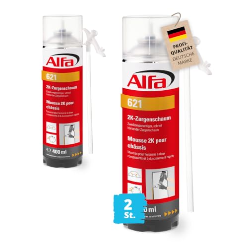 Alfa 2x Zweikomponentiger, schnell härtender 2K-Zargenschaum 2 x 400 ml, Volumenausbeute ausgeschäumt 12-14 l Alfa 2x Zweikomponentiger, schnell härtender 2K-Zargenschaum 2 x 400 ml, Volumenausbeute ausgeschäumt 12-14 l