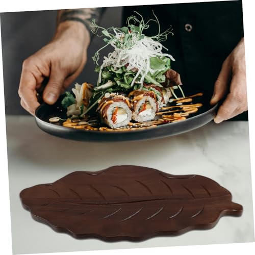 Plateau en forme de feuille en bois naturel pour dessert et clés ABOOFAN