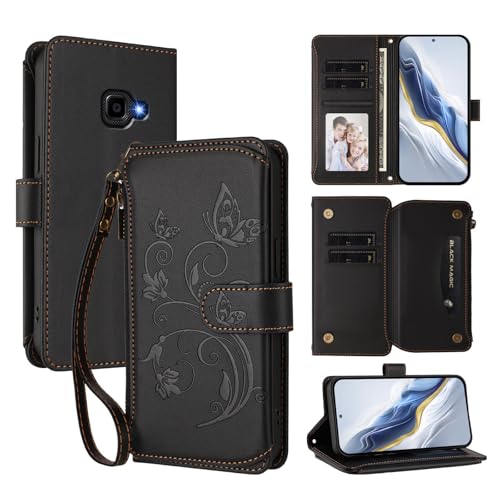 JayModCase Funda para Samsung Galaxy XCover 4/XCover 4S/G390 Portafolio Piel PU Premium Flip Folio Magnético con Ranuras, Soporte y protección Case Protectora para Samsung G390   Negro