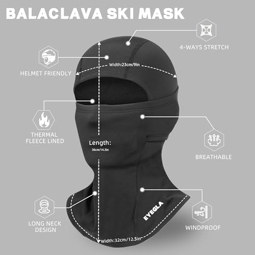 Eyegla 2 Pieces Balaclava Ski Mask For Men Cold Weather,Winter Thermal Face Mask Women For Snowboard Motorcycle Cycling Running thumb #2