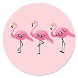 Big Dot of Happiness Pink Flamingo - Tropical Summer Circle Sticker Labels - 24 Count