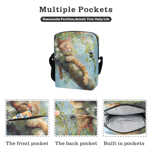 messenger bag cute Crossbody Bags For Women Cross Body Purse Adjustable Strap for work work - Cat on The Tree2