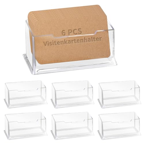 Alethron Visitenkartenhalter 6 Stück Visitenkartenständer Acryl Business Card Holder Visitenkarten Halter Aufsteller Visitenkarte Tischständer Wand für Büro Zuhause Sammlung Veranstalter