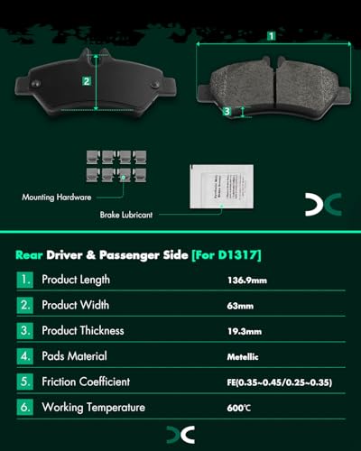 Image of SCITOO D1317-8431 Disc Brake Pads Sets Rear Metal Brake Pads w /Hardware