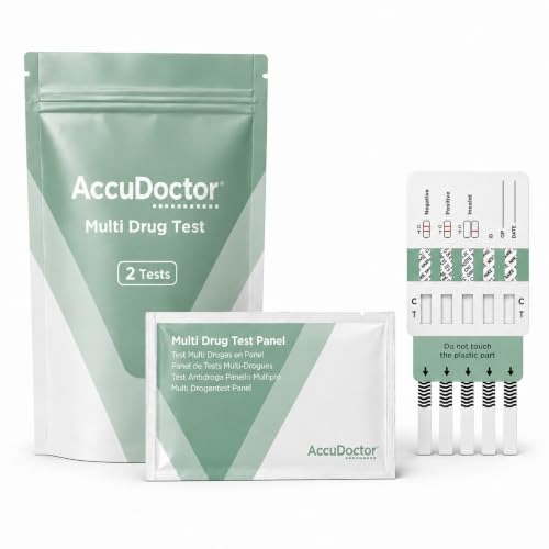 2x AccuDoctor 5-in-1 Drogentest Urin – Drogentest Schnelltest Urin für 5 Substanzen wie THC, Kokain, Amphetamine und Metamphetamine– Multi Drug Test Urine Kit für schnelle und zuverlässige Ergebnisse